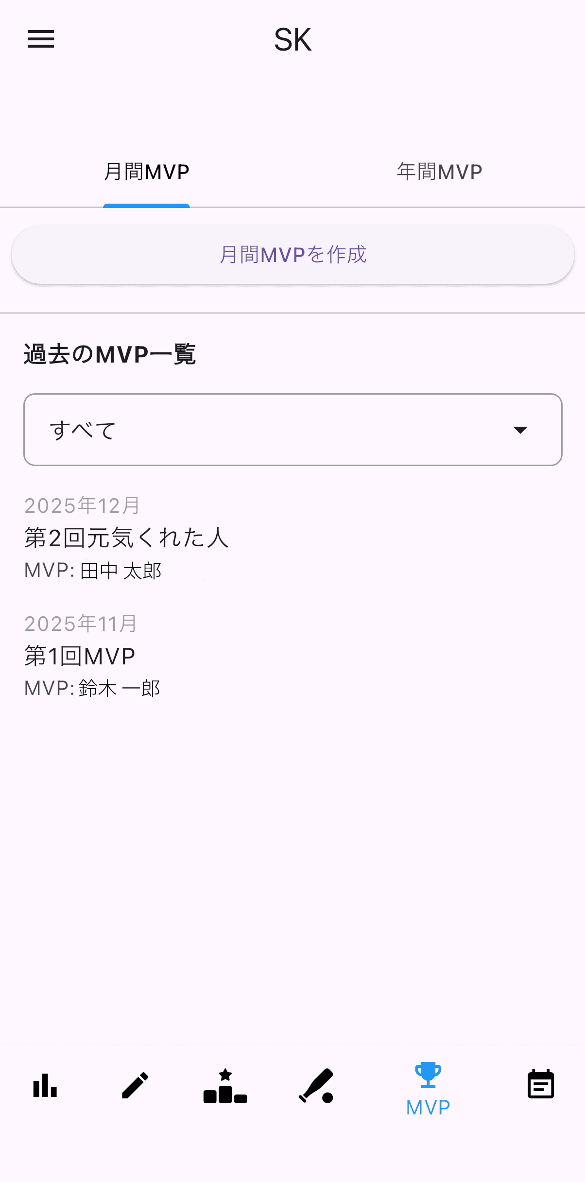 MVP投票の画面